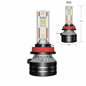 Q5 H11 12V 24v风扇冷却自动发光二极管前照灯一体式Canbus H11汽车发光二极管前照灯灯泡套件