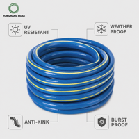 Tuyau d'arrosage de jardin en PVC tressé en polyester 3 couches de 1/2 pouce, 50 m, WP 8 bars, BP 24 bars, anti-plis, résistant aux UV, pour l'arrosage quotidien du jardin et du patio