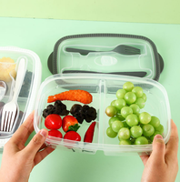 Contenants de stockage alimentaire avec couteau et fourchette, sans BPA, écologiques, à deux compartiments, pour la préparation des repas, pour la cuisine et le bureau