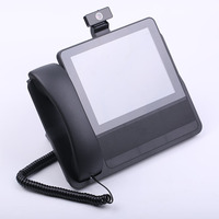 Téléphone de bureau IP professionnel Sasincomm S09 8 pouces avec appels vidéo, 6 lignes SIP, prise en charge PSTN, WiFi/LAN pour bureau et conférence (noir)