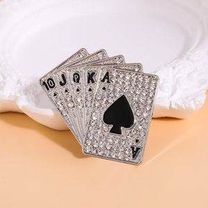 Bros Pin Kartu Poker Laris Manis Bahan Seng untuk Kerah Jas Pria dan Wanita, Bros Mewah - Product Image 6