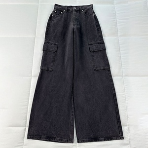 Jeans <span class=keywords><strong>Cargo</strong></span> larghi da uomo con gamba larga da uomo a vita media <span class=keywords><strong>pantaloni</strong></span> in Denim da uomo <span class=keywords><strong>Cargo</strong></span> Jeans larghi - Product Image 4