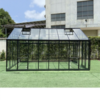 Serres de jardin extérieures en aluminium de haute qualité avec portes coulissantes et verre trempé pour la croissance des plantes