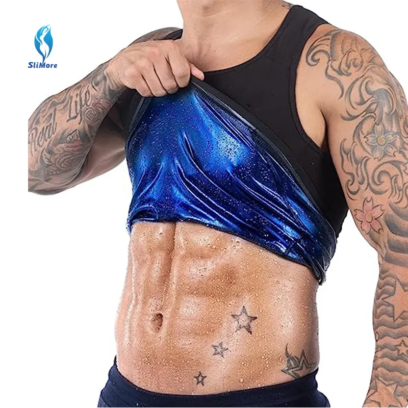 Camisa de suor de polímero para treino de cintura masculina, colete modelador de corpo fitness de compressão, sauna de neoprene quente