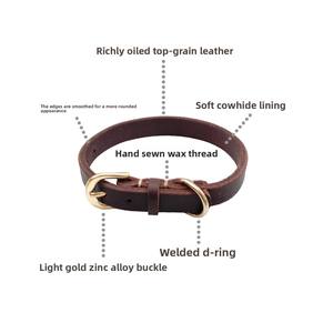 Robustes Verstellbares Hundehalsband - Distressed Vollnarbenleder, Hochbelastbare Zinklegierung-Hardware, Vintage Workwear-Stil - Product Image 3