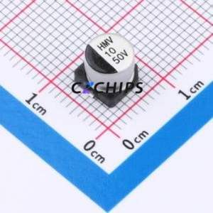 ตัวเก็บประจุแบบไฮบริดของแข็ง-ของเหลวอะลูมิเนียมอิเล็กโทรไลต์ชนิด SMD รุ่น 118EC457, ขนาด D6.3xL6 มม. 10uF 20% 50V 0.72A-100kHz - Product Image 1