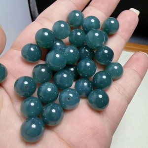 ลูกปัดหยกเจไดต์ธรรมชาติ ลูกปัดหยกสีเขียวทรงกลม สำหรับทำเครื่องประดับ - Product Image 6