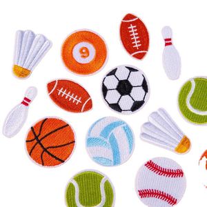Nouvelles Broderies Thermocollantes/Autocollantes Mignonnes sur le thème du Football, du Baseball, du Basketball, du Badminton et du Bowling pour la Décoration - Product Image 1