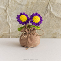 Stricken handgemachte gehäkelte Puff Daisy Lily Rose Sonnenblume Blume Topf Häkeln Topf Pflanze für Home Decor
