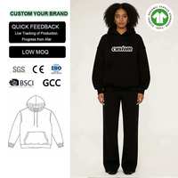 Ensemble de survêtement de luxe pour femme en coton éponge 100 % de haute qualité, fabriqué sur mesure, comprenant un sweat à capuche oversize et un pantalon de survêtement