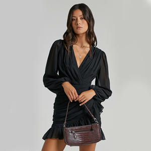 OEM grande taille femmes plissé taille haute une ligne robes mi-longues femmes dame élégante tenue décontractée dames plissé robes formelles femmes - Product Image 5