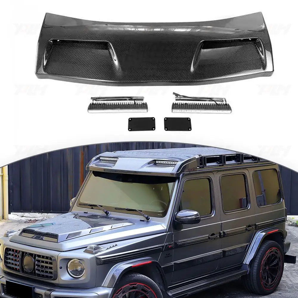 A fibra seca W464 4x4 do carbono conduziu a luz do spoiler do telhado para Mercedes G-classe W464 W463a G63 G500 G350 2019 ~