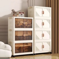 Boîte de rangement en plastique pour la maison, sans assemblage, pliable, armoire de rangement à 5 niveaux pour le salon, les jouets