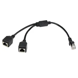 Rj45 1 Mannelijke Naar 2 Vrouwelijke Socket Poort Lan Ethernet Netwerk Splitter Y Stabiele Transmissie Cat5e Cat5 Cat6 Easy Adapter Kabel