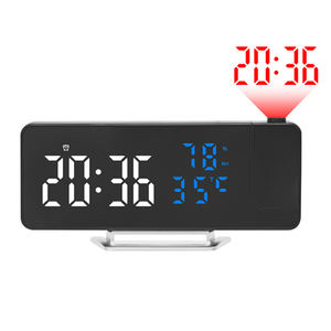 Réveil numérique électronique moderne avec projecteur LED, projection miroir, lumière nocturne murale et de <span class=keywords><strong>plafond</strong></span>, gradation automatique, alimentation USB, couleur - Product Image 1