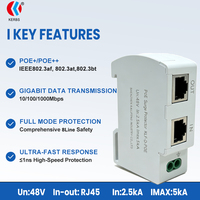 Parafoudre Ethernet PoE RJ45 SPD 48V CAT5/CAT6 10/100/1000Mbps PoE+/PoE++ pour Caméra IP CCTV Protection contre la foudre