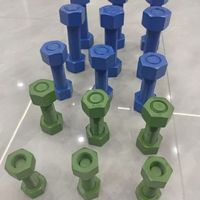PTFE Fluorocarbon Xylan Coated ASTM A193 Hex Head Screw Rod Stud Bolts and Nuts B7 B16 20mm Length for T Eflon Threaded Rods