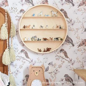 Wooden <b>Wall</b> Mounted Round <b>Storage</b> Rack 4 Layers <b>Hanging</b> Toy Organizer For Childrens Room Living Room - Product Image 2