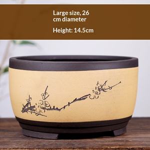 Maceta para Plantas Suculentas, Color Morado Arena, Grande, Mediana, Pequeña, Estilo Bonsái, Forma <span class=keywords><strong>de</strong></span> Tambor, Simple, Estilo Chino, Transpirable, para Jardinería en Casa, Maceta Verde - Product Image 4