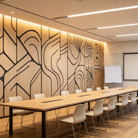 Tuile acoustique artistique de qualité supérieure 600*600 |   Film PVC durable et placage reconstitué pour salles de conférence