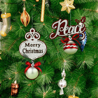 Zaves Santa Noel Peace & Joy Sign Pendentifs d'arbre de Noël Mignon bonhomme de neige Boules d'arbre de Noël Décoration Paire