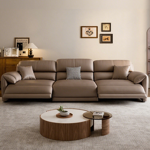 Divano multifunzione in pelle a tre posti in vera pelle <span class=keywords><strong>Design</strong></span> minimalista leggero di lusso estensibile per salotti domestici - Product Image 2