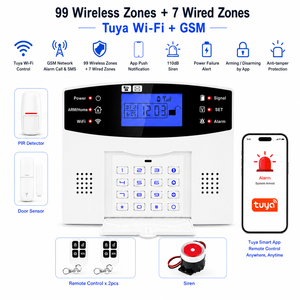 Système d'alarme intelligent Tuya WiFi 2G pour maison connectée, 99 zones sans fil, 7 zones filaires, portable, ABS, capteur de mouvement PIR, sirène SOS, contrôle par application - Product Image 1