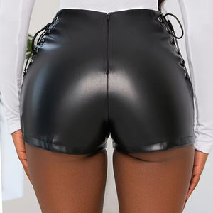 Shorts de Verano Casuales de Moda Negros Sexys al por Mayor para Mujer, Pantalones Cortos Ajustados de Cintura Alta con Cordones Estilo Gótico para Club - Product Image 2