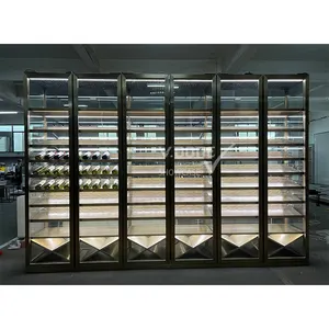 Роскошная индивидуальная металлическая перегородка для гостиной, стеклянный винный шкаф, винный коммерческий холодильник, винный погреб