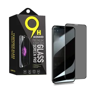 XOWO Privacy Cellphone Tempered Glass Screen Protectors for iPhone 14 13 12 11, 3D Full Cover Anti Spy Privacy Screen Protector