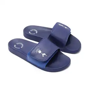 Logotipo personalizado PVC PU EVA interior al aire libre Velcroe diapositivas zapatillas verano cómodo playa chanclas zapatillas