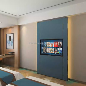 Juego de Dormitorio Doble Moderno y Económico para Apartamento u Hotel, Camas Individuales con Cabecera Acolchada, Mesitas de Noche, Armario, Silla, Escritorio y Consola para TV - Product Image 5