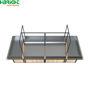 Estantería de góndola para supermercado con diseño de madera, unidad de estanterías metálicas para tienda minorista con paneles divisores - Product Image 5