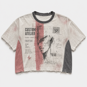 เสื้อยืดครอป Dirty Wash ผ้าฝ้าย แต่งขอบดิบ พิมพ์ลายกราฟิกสีสันสดใส ทรงบ็อกซี่ สไตล์สตรีทแวร์ เสื้อยืดผู้ชายสั่งทำพิเศษ - Product Image 1