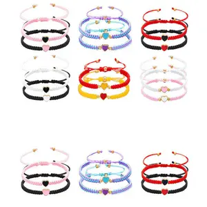 Te amo corazón ajustable tejido a mano pareja pulsera regalo del Día de San Valentín pulseras de amistad trenzadas para hermana mamá hombres mujeres