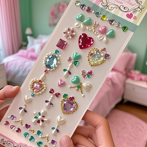Wholesale 3D Crystal acrylic <b>Stickers</b> Self Adhesive Gem Jewel Decals Heart Star <b>Flower</b> Shapes for DIY Crafts Phone Decoration - Product Image 4
