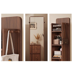 Rotating Full-length <strong>Mirror</strong> Floor Standing Home Bedroom Movable Magazine Bookshelf Storage Integrated Fitting <strong>Mirror</strong> - Product Image 2