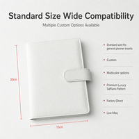 Organisateur de budget A6 personnalisé en cuir PU Saffiano de luxe, rechargeable, pour cartes, enveloppes de trésorerie et planificateur