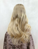 Perruque en cheveux humains naturels vierges, balayage invisible, dentelle HD transparente, sans colle, raie au milieu, sans nœuds, petits nœuds simples pour femmes