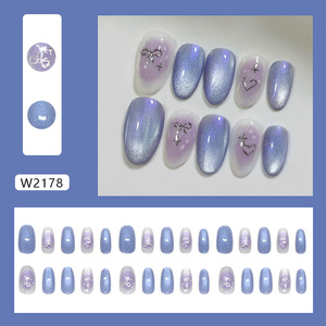 <span class=keywords><strong>Uñas</strong></span> <span class=keywords><strong>Postizas</strong></span> de Ojo de Gato Más Vendidas, 24 Uds., Francesas, Cobertura Completa, con Brillo, Encantos para Amantes de las <span class=keywords><strong>Uñas</strong></span>, <span class=keywords><strong>Pegamento</strong></span>, <span class=keywords><strong>Uñas</strong></span> <span class=keywords><strong>Postizas</strong></span> Elegantes para Mujer - Product Image 2