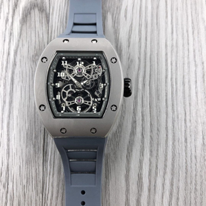 High-quality Titanium Skeleton Automatic <b>Watch</b> With Gray <b>Rubber</b> Strap - Product Image 1