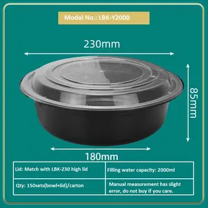 제조 식품 포장 용기 일회용 그릇 화이트 블랙 투명 Microwavable 안전 수프 그릇 플라스틱 그릇 로고 인쇄