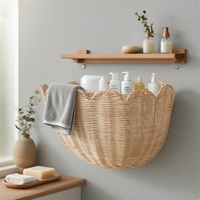 Panier suspendu mural en rotin naturel et PP tressé à la main, écologique, pour salon intérieur