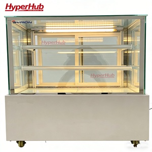 Vitrine Réfrigérée Commerciale Noire pour Pâtisserie, Refroidissement par Air, Exquise, à Trois Niveaux, pour Gâteaux et Desserts, avec Vitrage Trempé - Product Image 1