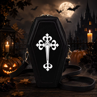 Sacs bandoulière unisexe en cuir PU pour Halloween, sacs à main gothiques, sacs à bandoulière amusants en forme de cercueil pour Halloween