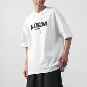 Großhandel Bulk übergroße T-Shirts weißes T-Shirt für Männer Baumwolle weiß dicken Kragen weiße T-Shirts in loser Schüttung