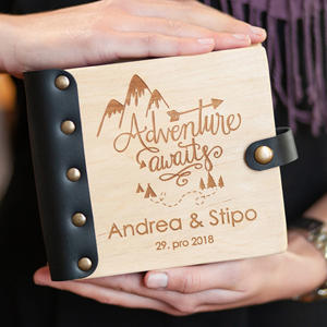 <span class=keywords><strong>Album</strong></span> fotografico in legno rilegato in pelle con personalizzazione dei tuoi nomi e della data - Product Image 5