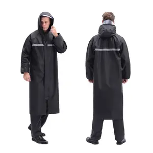 Wholesale Lightweight Women Men's Long Raincoat Custom Logo Outdoor Waterproof Oxford Cloth For Adults