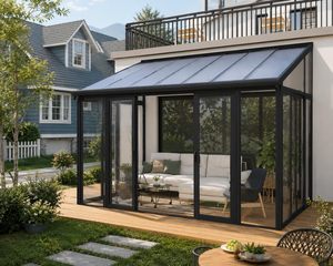 Veranda Moderna Personalizzata in Alluminio e Vetro, Estensione per Terrazza a Quattro Stagioni per Villa e Giardino - Product Image 2