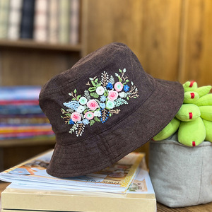 Personalizado Diy bordado hecho a mano patrón cubo sombrero <span class=keywords><strong>pescador</strong></span> sombrero deportivo Casual dibujos animados Floral sombrero - Product Image 3